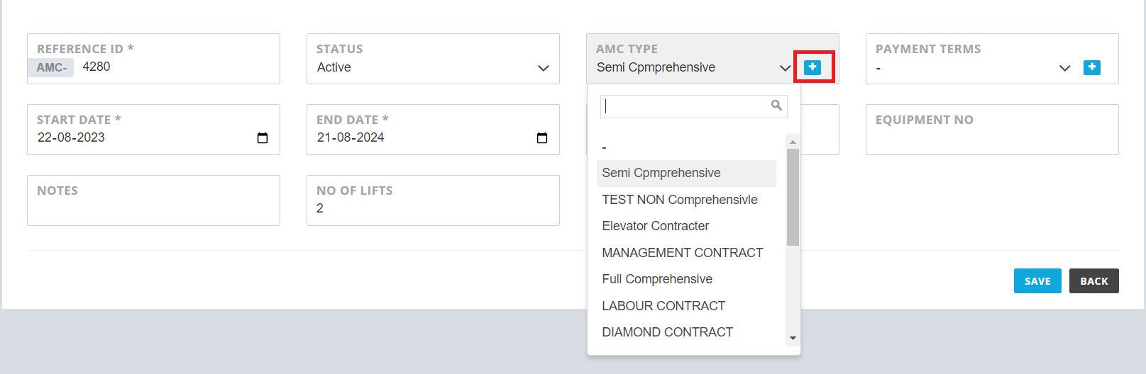 Edit contracts Type