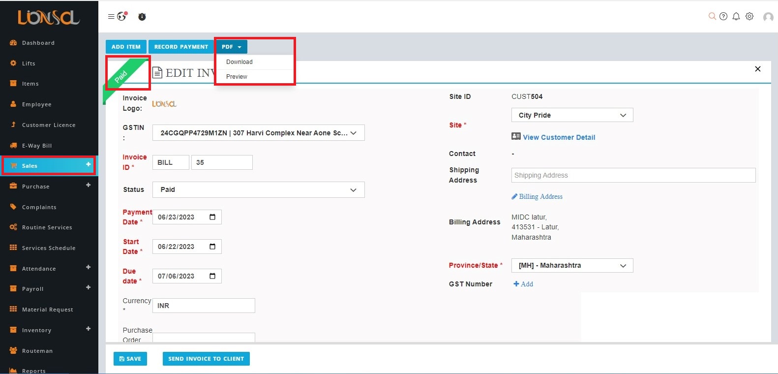 invoice form