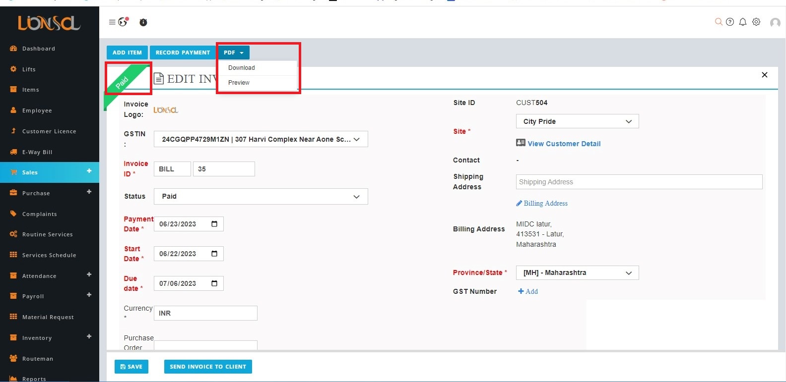 invoice pdf