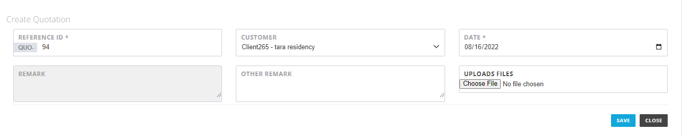 Create Quotation Form