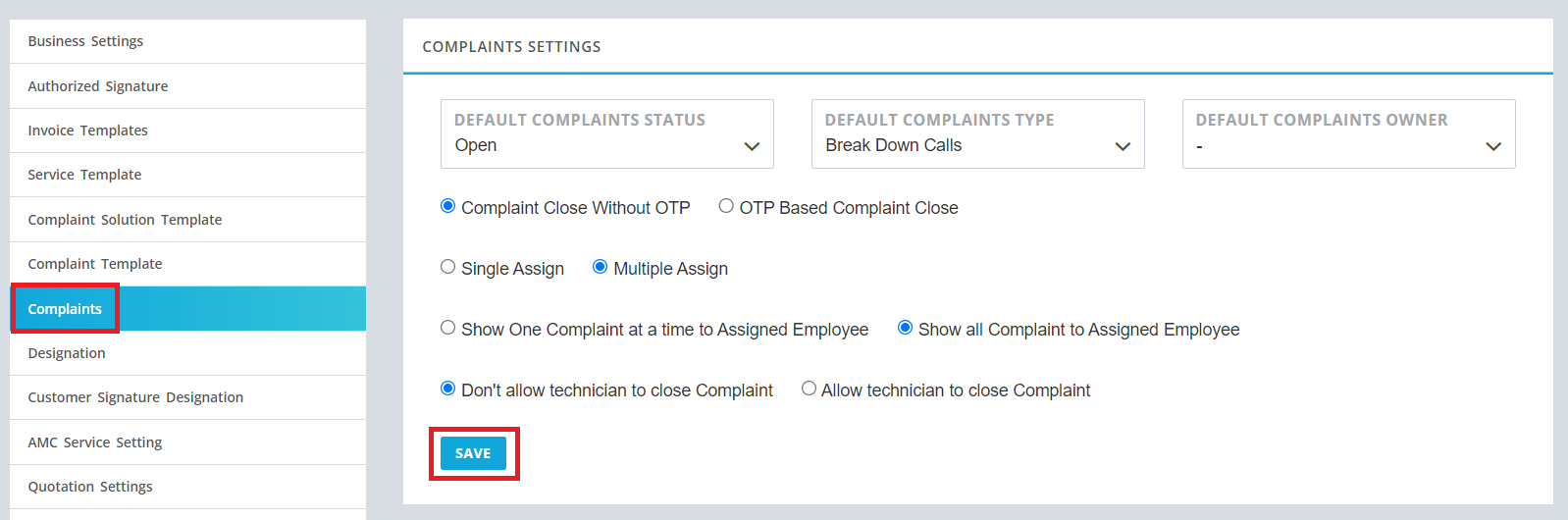 Com-settings