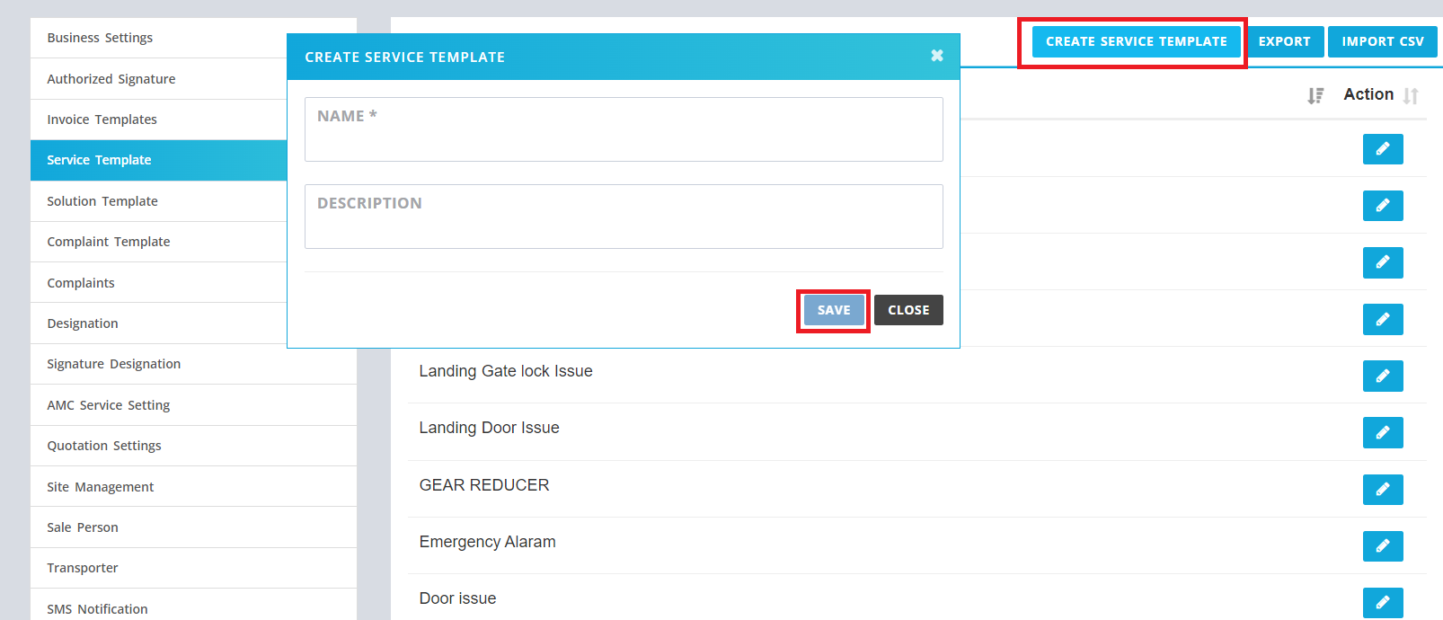 Create-service-template