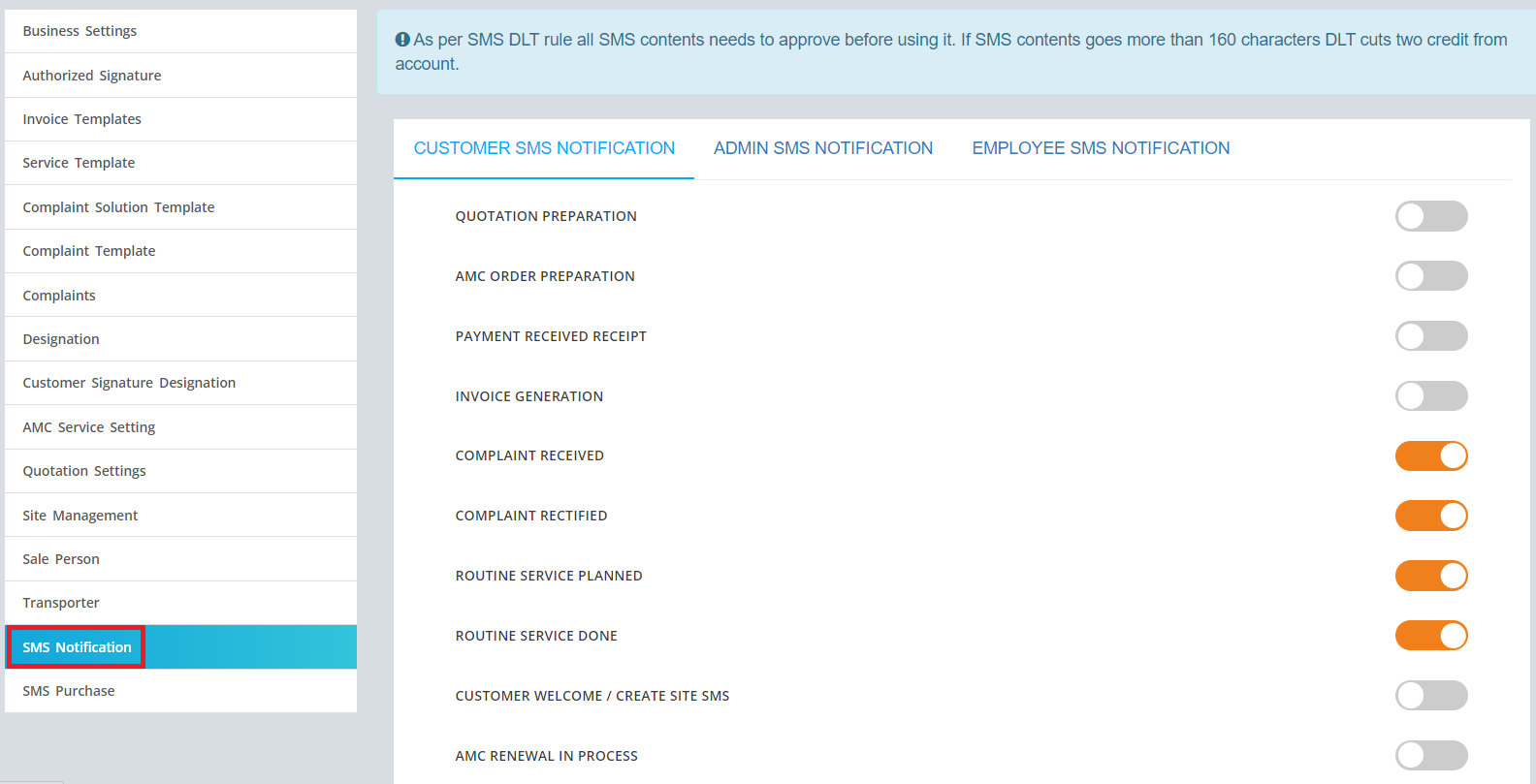 SMS Notification
