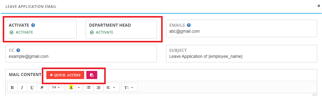 Set Email Template